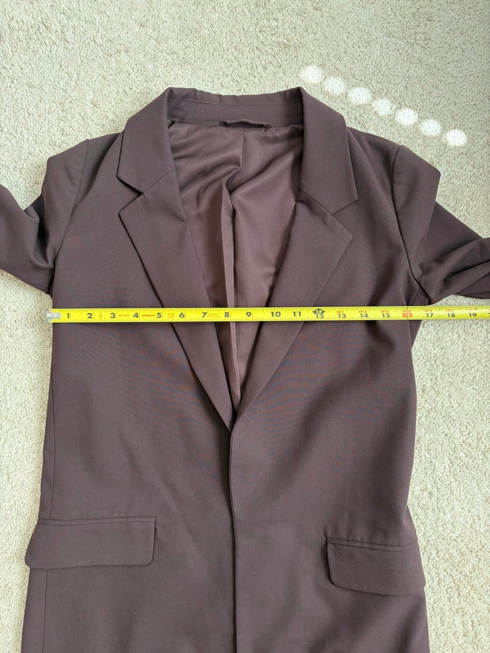 ALL SAINTS Aleida Tri Blazer Jacket Brown Longline Open Front Women’s Size 0 - Picture 5 of 7